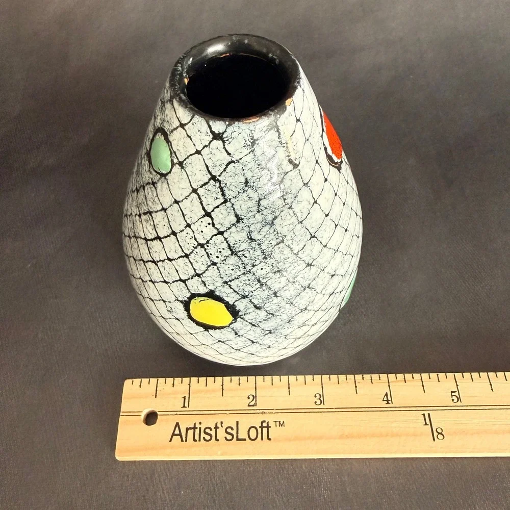 Bitossi Italian Art‎ Pottery Crackle Glaze Vase Polka Dot Mid Century